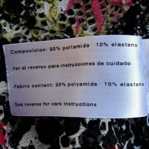 Julio Top Long Sleeve Pullover Net Mesh 3/4 Zip Pullover Lace Floral Print Sz 10 - Picture 9 of 13